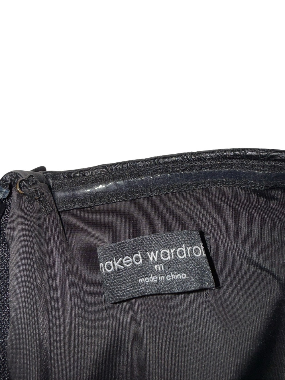 Naked wardrobe Croc Embossed Strapless Faux Leather Black Minidress Medium - Picture 8 of 9